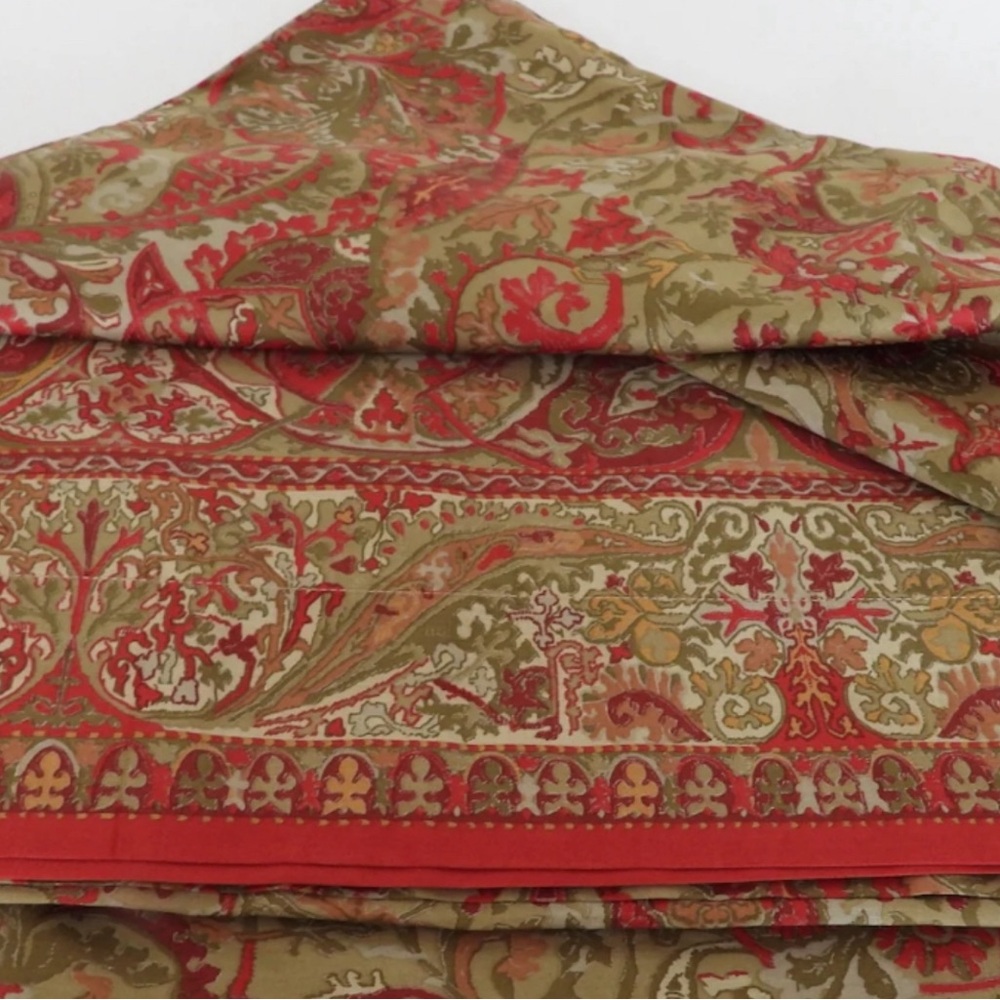 Vintage Ralph Lauren Randolph Galahad Paisley cotton sateen king flat sheet.
